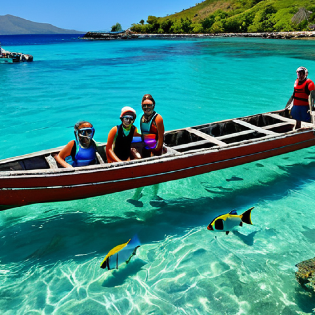 Deep Bay Exploration**

"A family snorkeling in Deep Bay, Antigua. Crystal clear turquoise water, observing colorful tropical fish and the Andes shipwreck in the background. Everyone is fully clothed in appropriate swimwear. Safe for work, family-friendly, perfect anatomy, correct proportions, natural pose, professional photography, high quality."

**