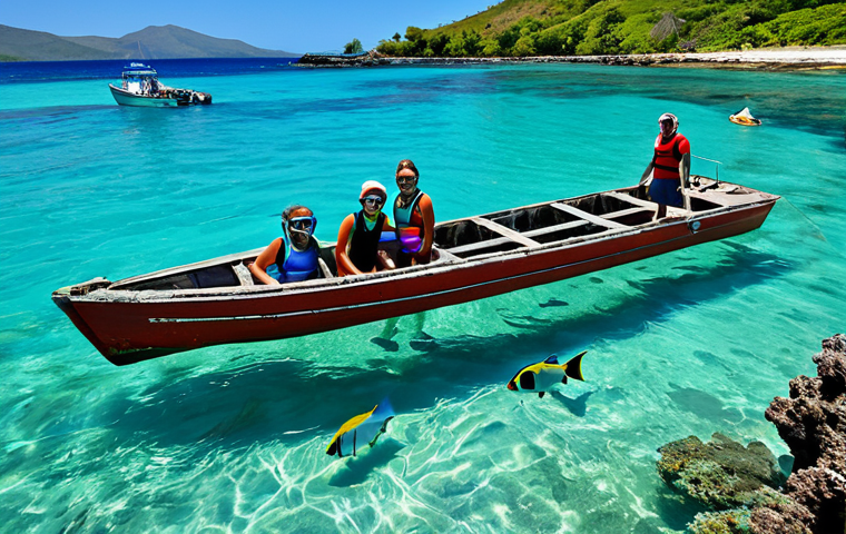 Deep Bay Exploration**

"A family snorkeling in Deep Bay, Antigua. Crystal clear turquoise water, observing colorful tropical fish and the Andes shipwreck in the background. Everyone is fully clothed in appropriate swimwear. Safe for work, family-friendly, perfect anatomy, correct proportions, natural pose, professional photography, high quality."

**