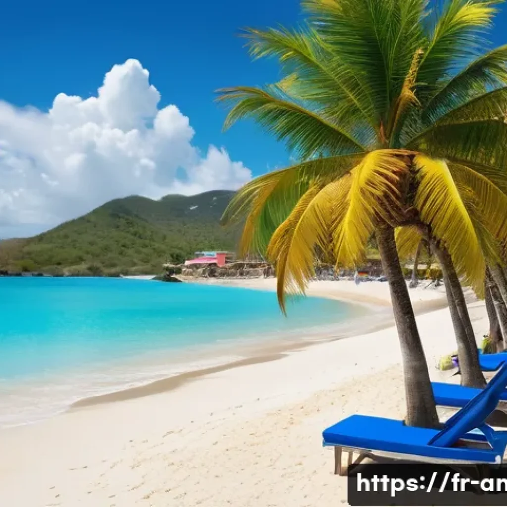 앤티가 바부다 경제 개요 - A vibrant Caribbean beach scene in Antigua, showcasing pristine white sand and crystal-clear turquoi...