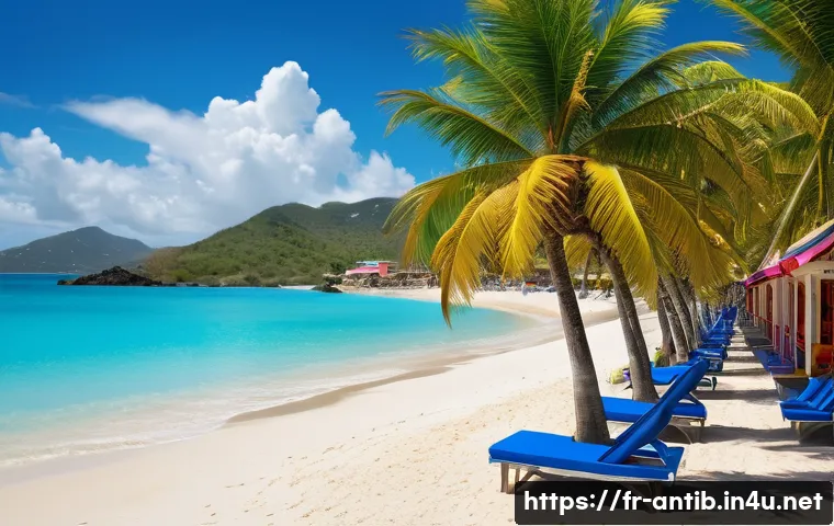 앤티가 바부다 경제 개요 - A vibrant Caribbean beach scene in Antigua, showcasing pristine white sand and crystal-clear turquoi...