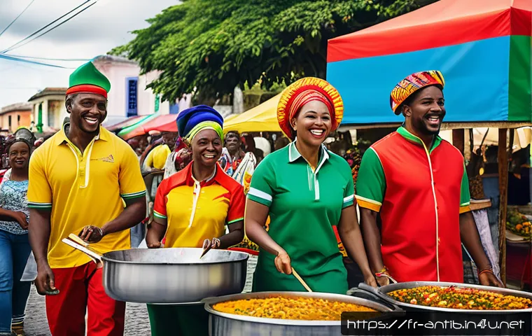 앤티가 바부다 독립 기념일 - A vibrant street parade in Antigua and Barbuda during Independence Day celebrations, featuring a div...